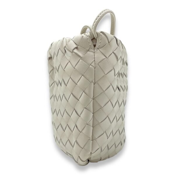 Intrecciato Bulb White Crossbody Bag in Nappa Leather, Gold hardware - Image 3