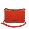 Le Boy Large Red Shoulder Bag in Calfskin, Ruthenium hardware - Image 7