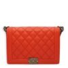Le Boy Large Red Shoulder Bag in Calfskin, Ruthenium hardware