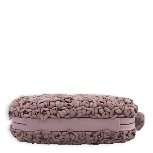 Knot Pink Clutch in Suede, Silver hardware - Image 6