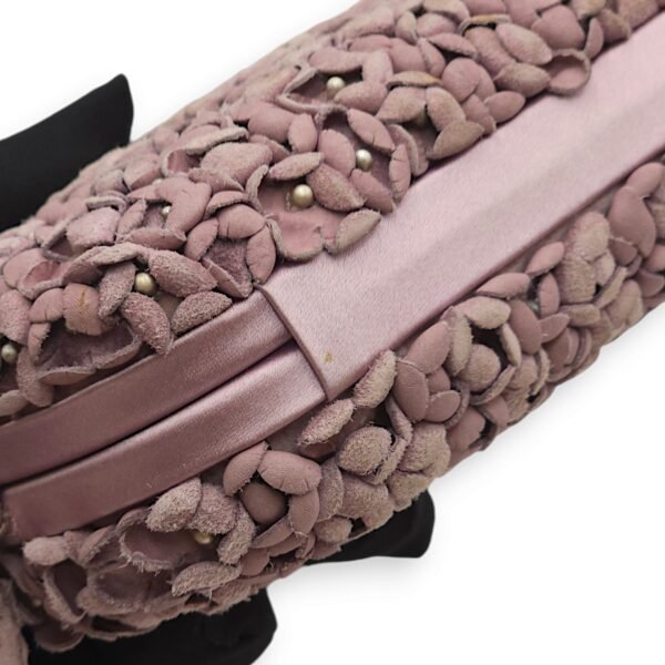 Knot Pink Clutch in Suede, Silver hardware - Image 2