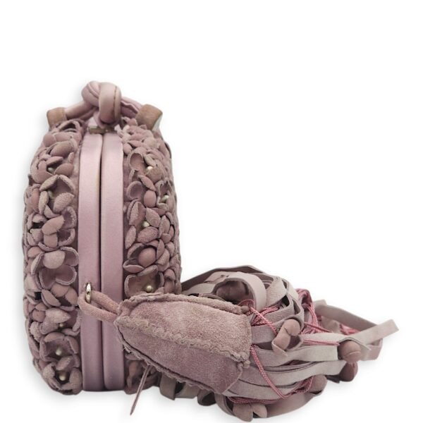 Knot Pink Clutch in Suede, Silver hardware - Image 4