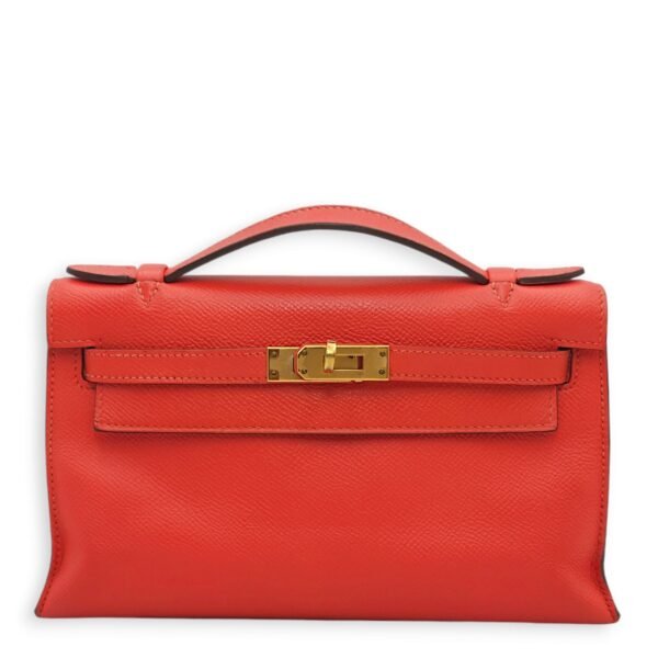 Kelly Pochette Rose Jaipur in Epsom, Gold hardware
