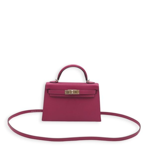 Kelly 20 Rose Pourpre in Chevre Leather, Palladium hardware - Image 7