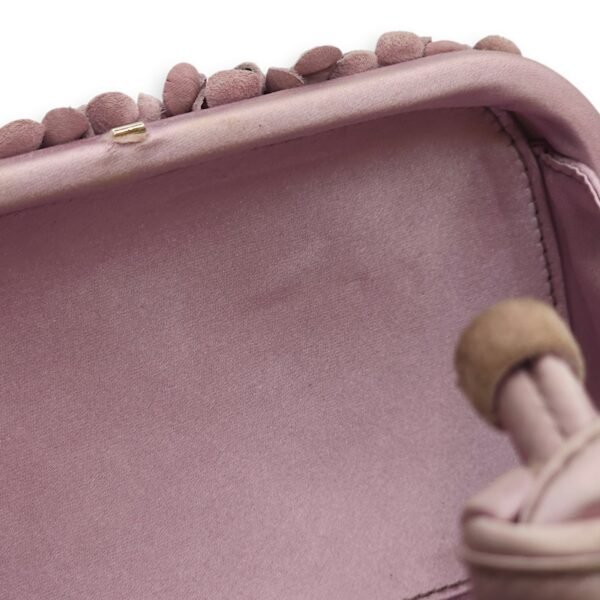 Knot Pink Clutch in Suede, Silver hardware - Image 8