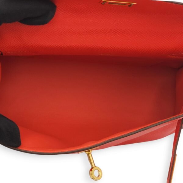 Kelly Pochette Rose Jaipur in Epsom, Gold hardware - Image 8