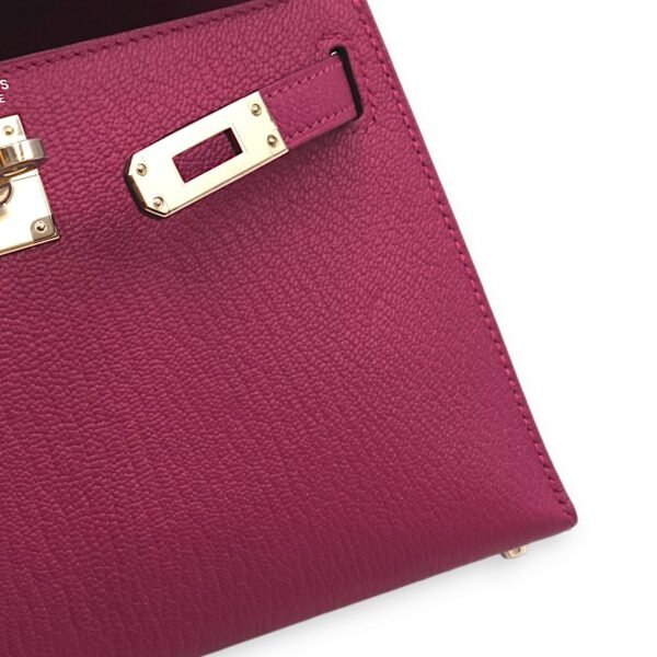 Kelly 20 Rose Pourpre in Chevre Leather, Palladium hardware - Image 9