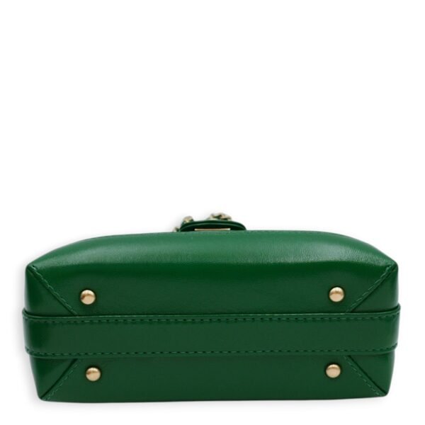 Mini Bag with Top Handle 18x12x7cm Emerald Green Crossbody Bag in Shiny Lambskin, Gold hardware - Image 5