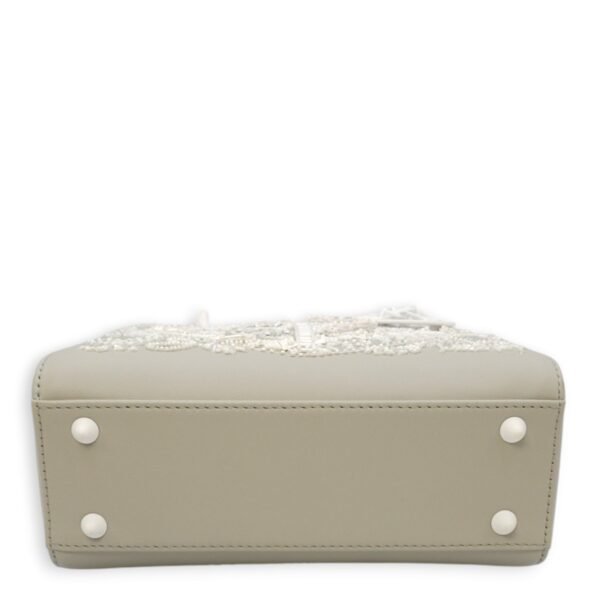 Lady Dior Flap - Lee Kun Yong Edition Small Grey, White Shoulder Bag in Calf, Sequins, Crystals, Beads, White powder coated hardware - Image 5