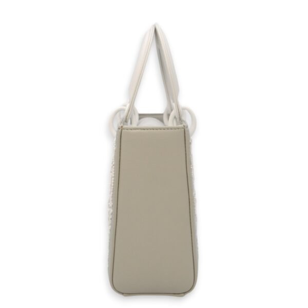 Lady Dior Flap - Lee Kun Yong Edition Small Grey, White Shoulder Bag in Calf, Sequins, Crystals, Beads, White powder coated hardware - Image 4