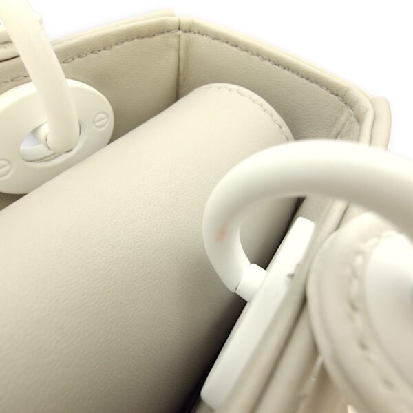 Lady Dior Flap - Lee Kun Yong Edition Small Grey, White Shoulder Bag in Calf, Sequins, Crystals, Beads, White powder coated hardware - Image 6