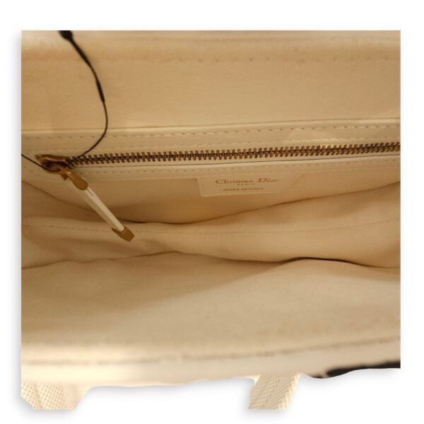 Medium Saddle with Strap Medium White, Dark Blue Crossbody Bag in Oblique Perforated Embossed Calf, Gold hardware - Image 6