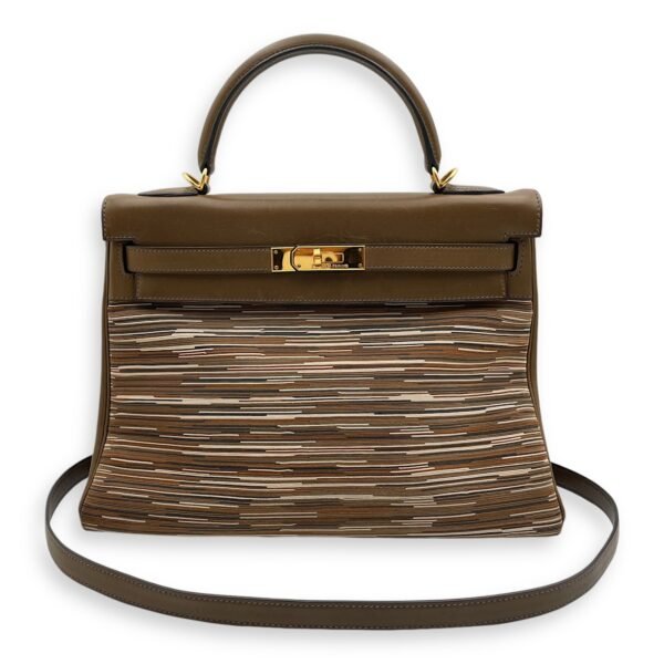 Kelly Vibrato 32 Olive in Barenia, Gold hardware - Image 12