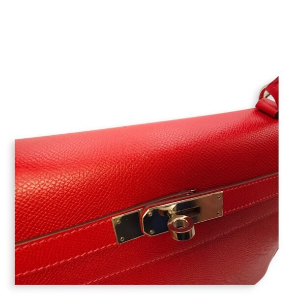Kelly Sellier 32 Rouge Casaque in Epsom, Palladium hardware - Image 8
