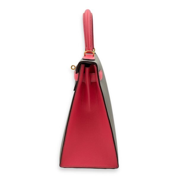 Kelly Sellier HSS 28 Gris Mouette/Rose Azalee in Epsom, Gold hardware - Image 4