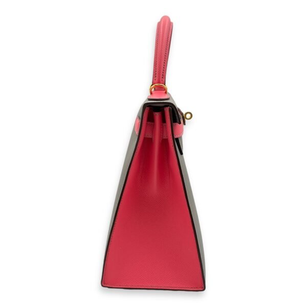 Kelly Sellier HSS 28 Gris Mouette/Rose Azalee in Epsom, Gold hardware - Image 3