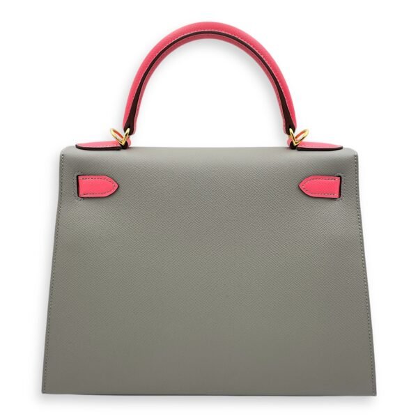 Kelly Sellier HSS 28 Gris Mouette/Rose Azalee in Epsom, Gold hardware - Image 2