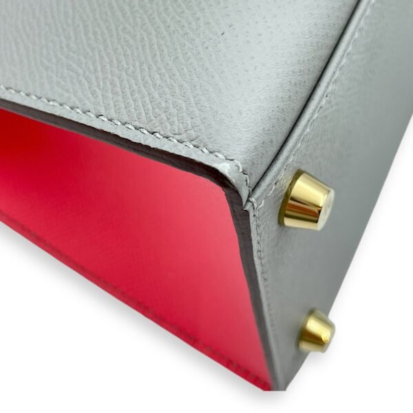 Kelly Sellier HSS 28 Gris Mouette/Rose Azalee in Epsom, Gold hardware - Image 7