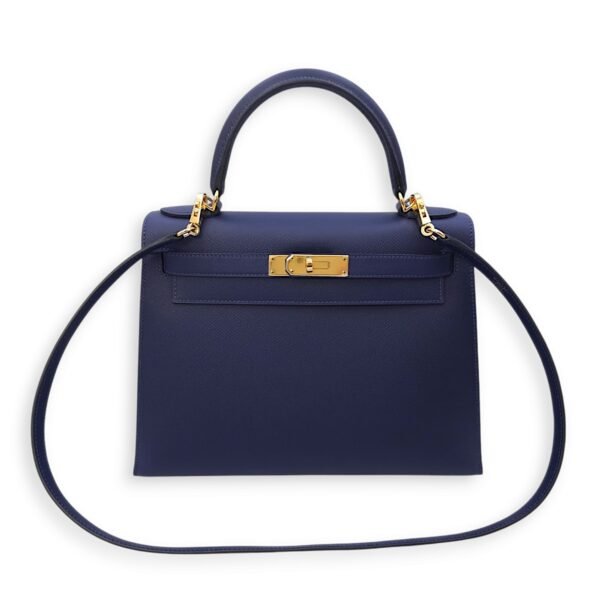 Kelly Sellier 28 Blue Sapphire in Epsom, Gold hardware - Image 7