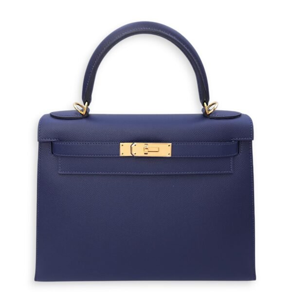 Kelly Sellier 28 Blue Sapphire in Epsom, Gold hardware