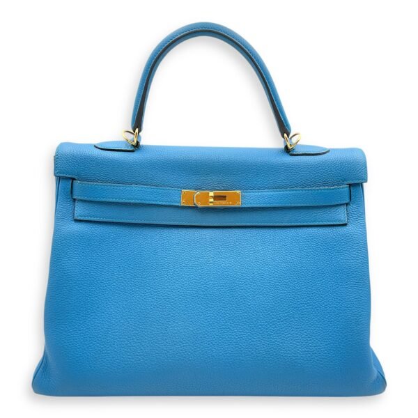 Kelly 35 Blue Zanzibar in Togo, Gold hardware