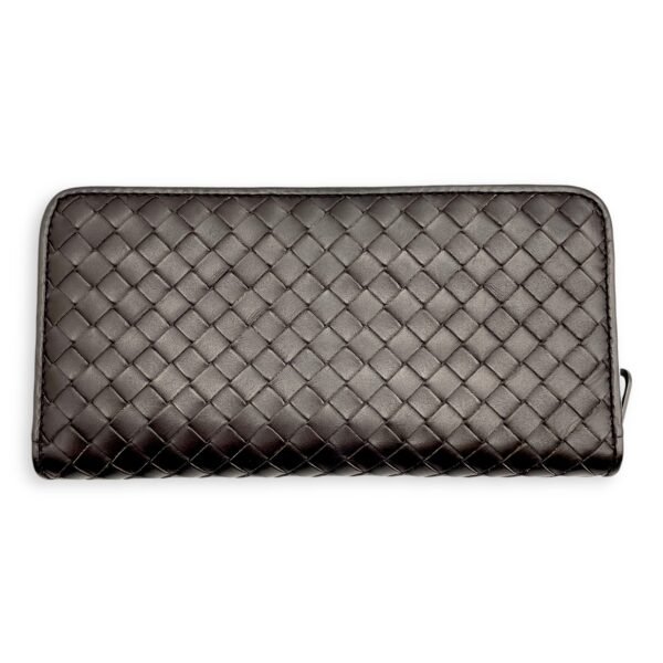 Intrecciato Zipped Around Long Brown Wallet in Calfskin, Brunito hardware - Image 2