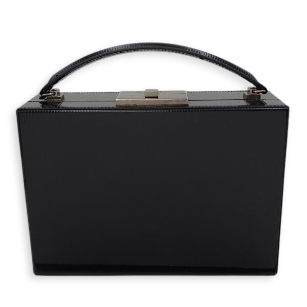 Striped Pattern 19x13x6.5cm Black Vanity Bag in Patent Leather, Ruthenium-finish Brass hardware - Image 7