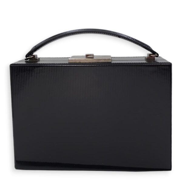 Striped Pattern 19x13x6.5cm Black Vanity Bag in Patent Leather, Ruthenium-finish Brass hardware - Image 2