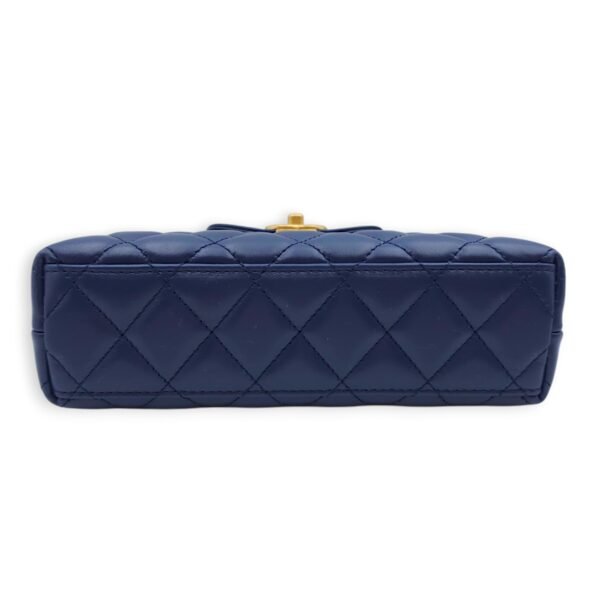 Kelly 19x12x5cm Blue Top Handle Bag in Shiny Calf, Gold hardware - Image 5