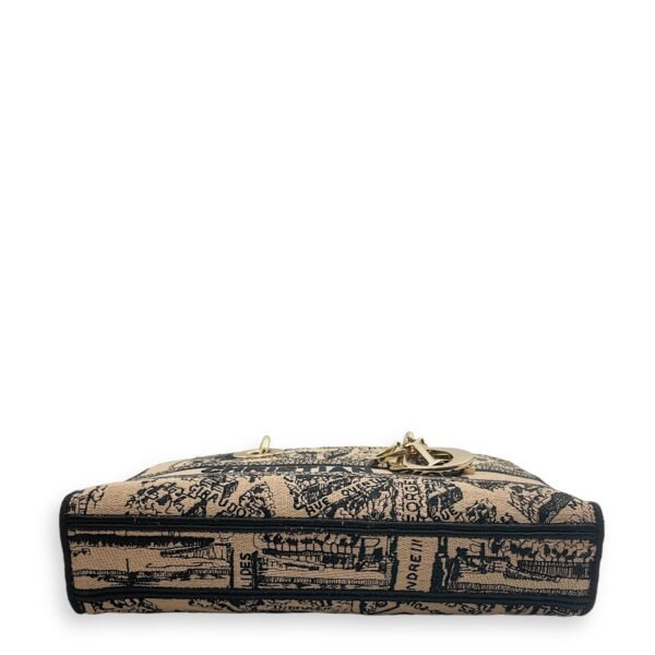 Lady D-Joy Plan de Paris Medium Brown/Black Top Handle Bag in Jacquard, Gold hardware - Image 5