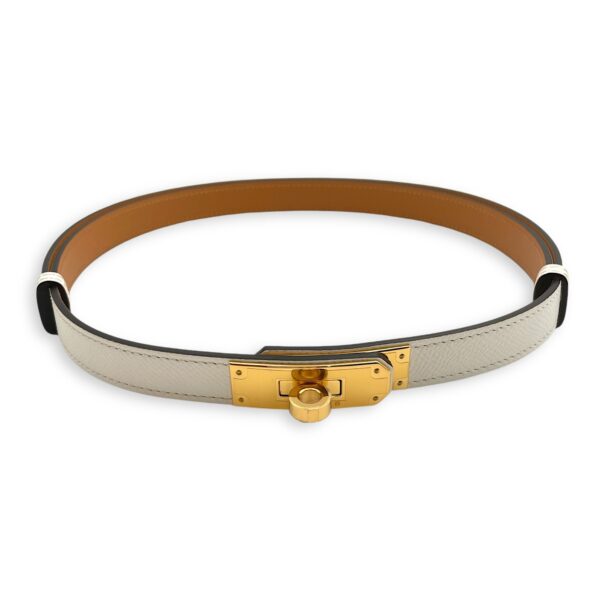 Kelly 18 Blanc Belt in Epsom, Gold hardware