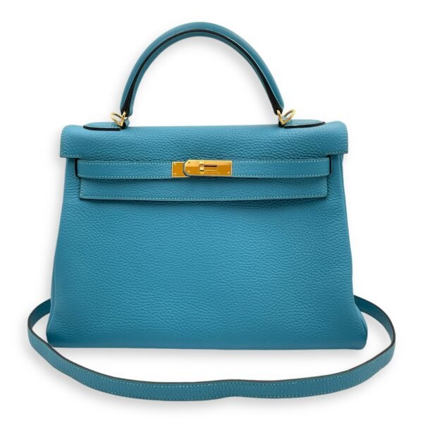 Kelly 32 Turquoise in Togo, Gold hardware - Image 9
