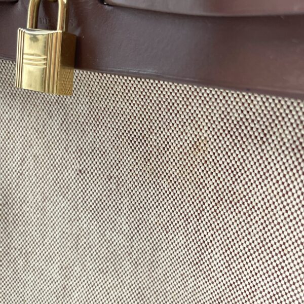 2-in-1 Herbag Brown in Toile and Vache Hunter, Gold hardware - Image 11