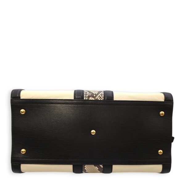 Chys Cabas 36x23x18cm Cream, beige, brown, black Top Handle Bag in Python, calf, Gold hardware - Image 5
