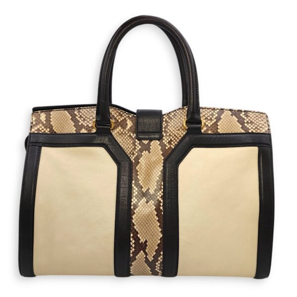 Chys Cabas 36x23x18cm Cream, beige, brown, black Top Handle Bag in Python, calf, Gold hardware - Image 2