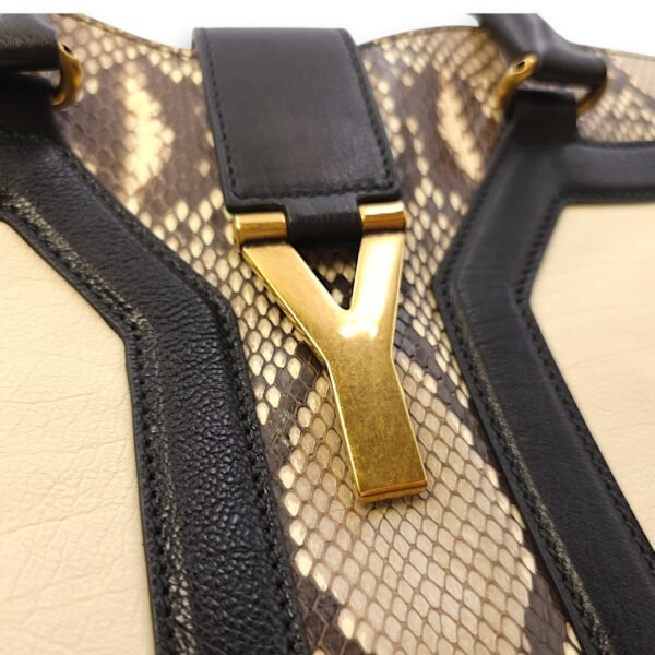 Chys Cabas 36x23x18cm Cream, beige, brown, black Top Handle Bag in Python, calf, Gold hardware - Image 7