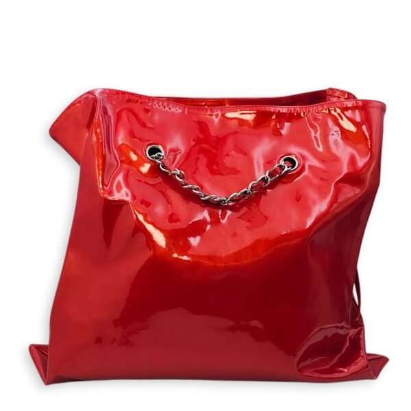 Bon Bon Embellished CC Red Tote Bag in Patent Leather, Palladium hardware - Image 3