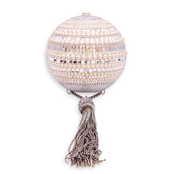 Couture Sphere Celestial Clutch Bag White Clutch in Pearl & Crystals, Palladium hardware - Image 2