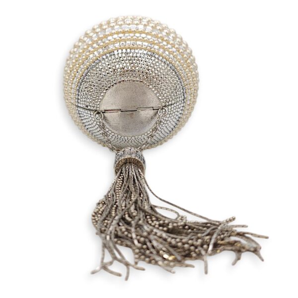 Couture Sphere Celestial Clutch Bag White Clutch in Pearl & Crystals, Palladium hardware - Image 6