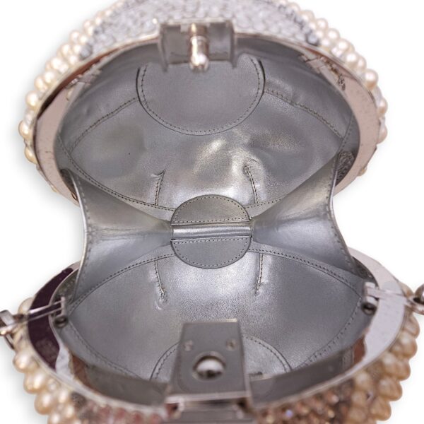 Couture Sphere Celestial Clutch Bag White Clutch in Pearl & Crystals, Palladium hardware - Image 7