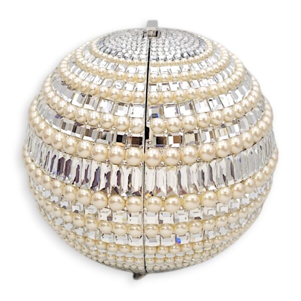 Couture Sphere Celestial Clutch Bag White Clutch in Pearl & Crystals, Palladium hardware - Image 4