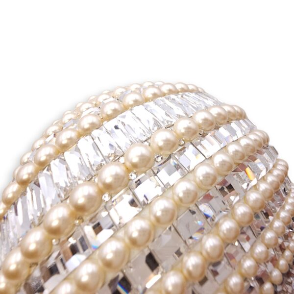 Couture Sphere Celestial Clutch Bag White Clutch in Pearl & Crystals, Palladium hardware - Image 10