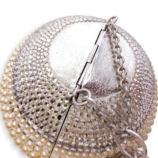 Couture Sphere Celestial Clutch Bag White Clutch in Pearl & Crystals, Palladium hardware - Image 8