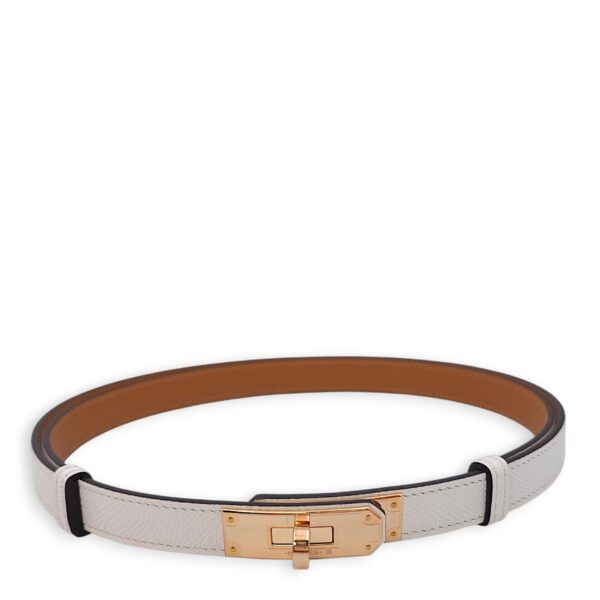 Kelly 18 Blanc Belt in Epsom, Rose Gold hardware