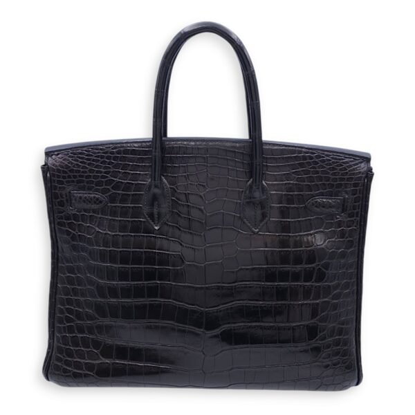 Birkin 35 Black in Matte Porosus, Palladium hardware - Image 2