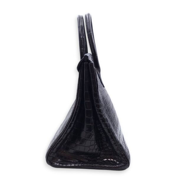 Birkin 35 Black in Matte Porosus, Palladium hardware - Image 4