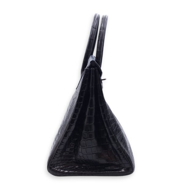 Birkin 35 Black in Matte Porosus, Palladium hardware - Image 3