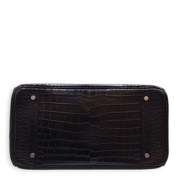 Birkin 35 Black in Matte Porosus, Palladium hardware - Image 5
