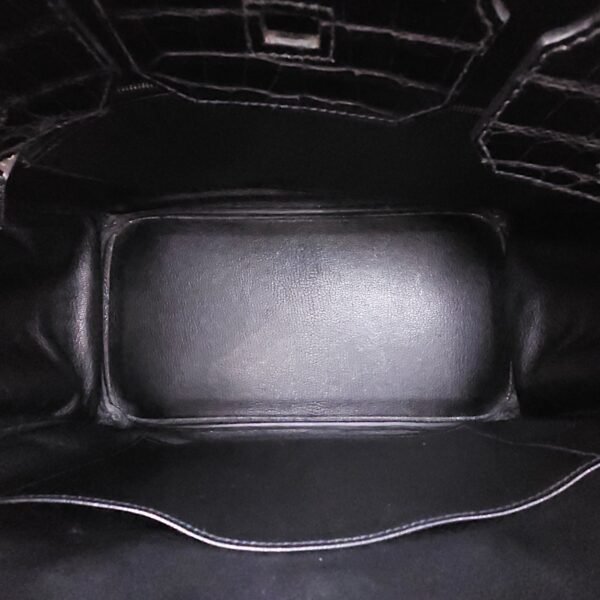 Birkin 35 Black in Matte Porosus, Palladium hardware - Image 6