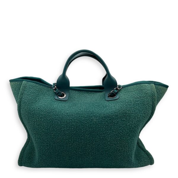 Deaville Large Green Tote Bag in Tweed, Silver hardware - Image 2